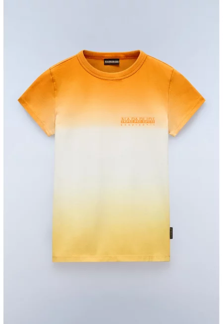 Тениска Merse от памук - Оранжев/Мръснобял