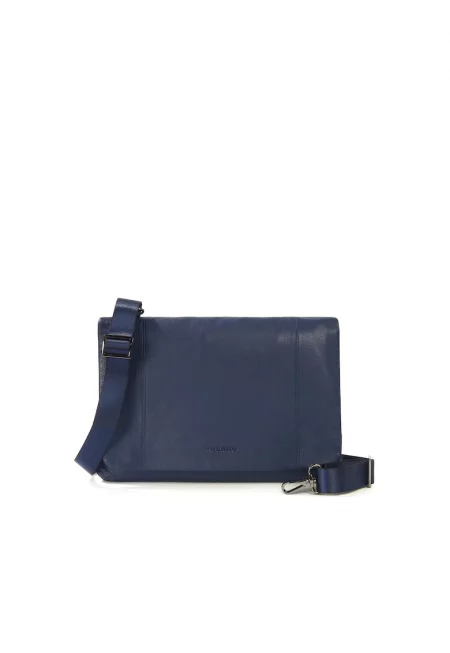 Унисекс кожена чанта през рамо - Син