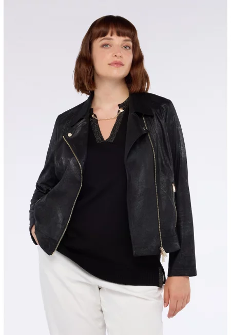 Яке от еко кожа с цип - Черен