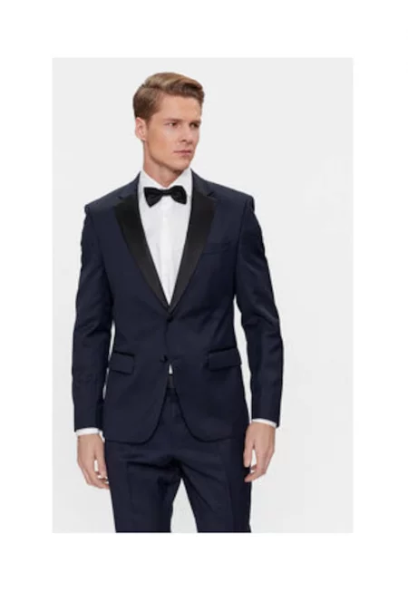 Яке за мъже -  H-HUGE-2PCS-TUX-224 - вълнено - тъмносиньо -