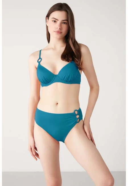 Бански с подплатена горна част - Петролно синьо