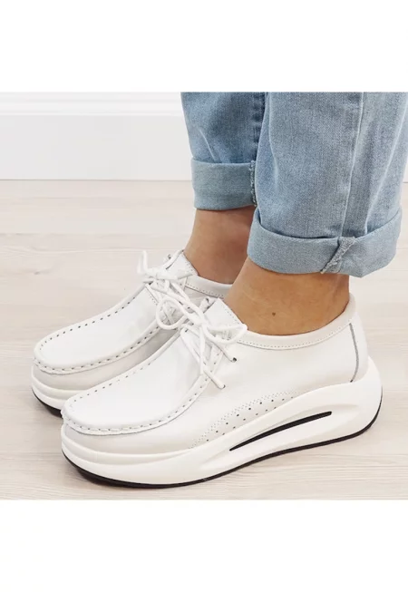 Бели мокасини от естествена кожа WKS02 M7 16750