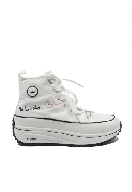 Бели текстилни високи маратонки  RIK90012-80 - Бял