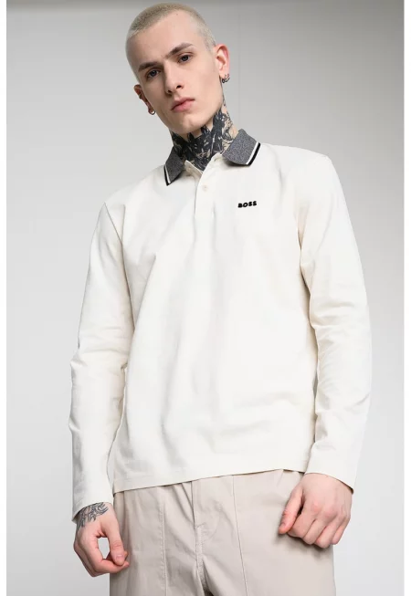 Блуза League Plisy с яка - Сив меланж/Крем