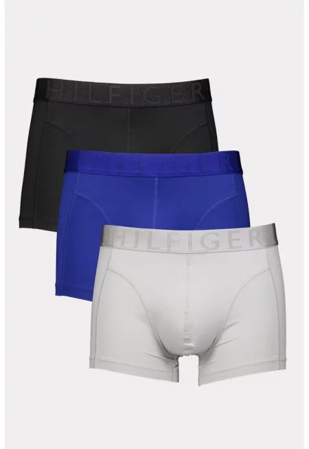 Боксерки с лого на талията - 3 чифта - Черен/Бледозелен/Кралско Синьо