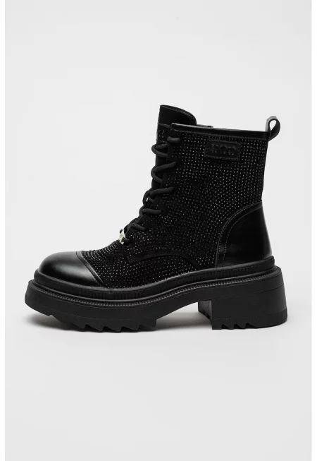 Боти с декоративни камъни - Черен