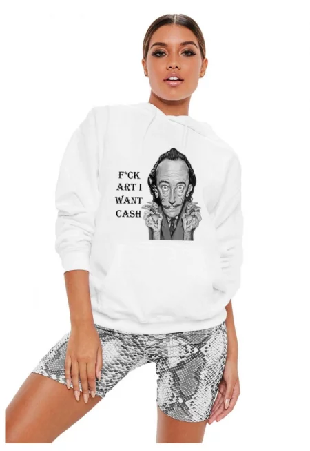 Бял дамски суичър - Dali - Искам ПАРИ