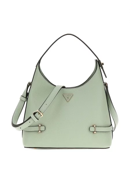 Чанта от еко кожа с отделяща се презрамка - Бледозелен