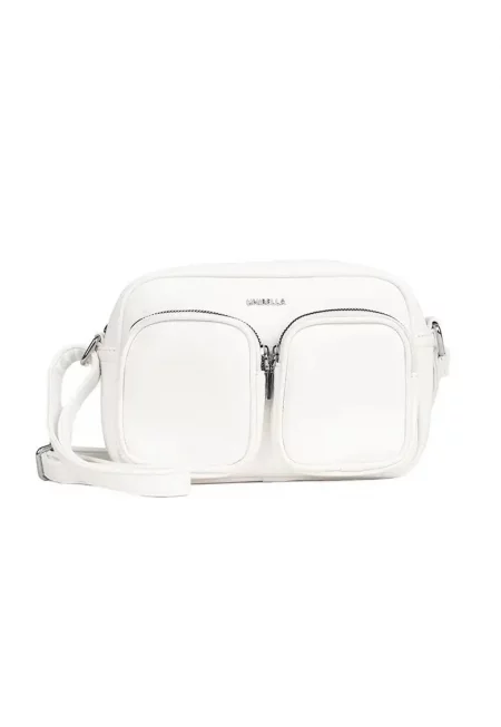 Чанта за рамо  черна - от екологична кожа - компактна - с 3 отделения