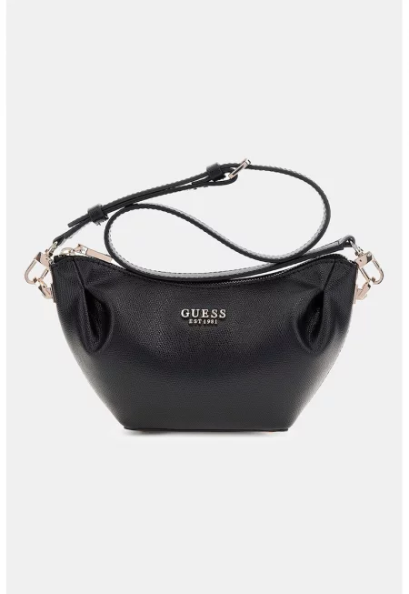 Чанта за рамо от еко кожа с метално лого - Черен