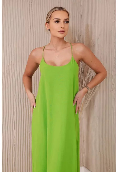 Дълга рокля с тънки презрамки -