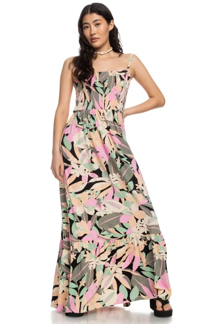 Дълга рокля с тропическа щампа