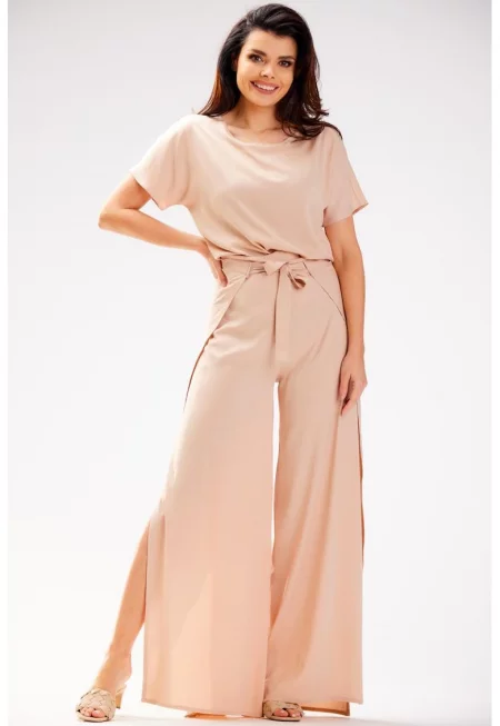 Дълги панталони от вискоза A589 - Бежов