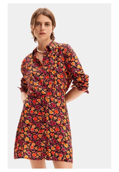 Дамска рокля -  76725 - Оранжева - Вискоза