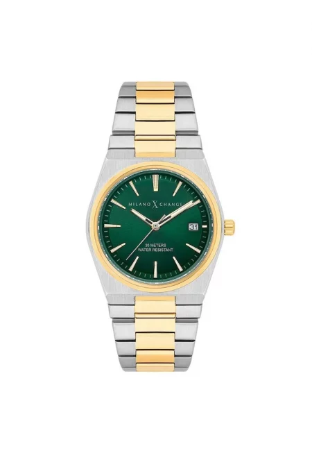 Дамски часовник  MXL5118 - кварцов механизъм - 34 мм - стоманена каишка - златист/сребрист - зелен циферблат - 3 ATM