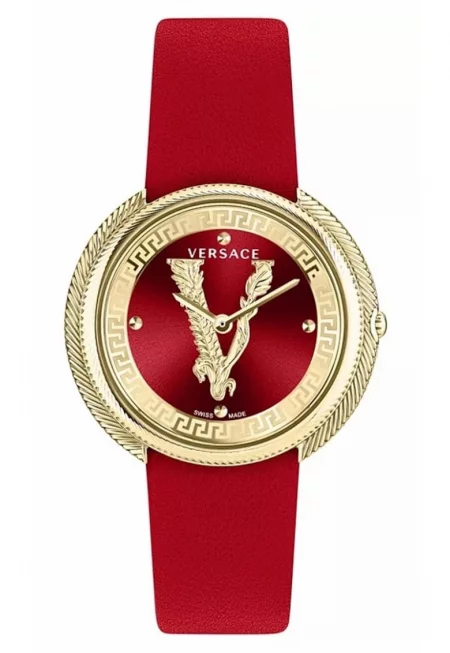 Дамски часовник  Thea - червен/златист - кожа/метал - 38мм - 5 ATM