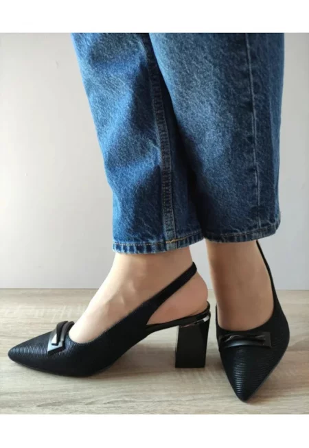 Дамски Обувки  60022 01-I - Елегантни Изрязани - Черни Велур - Черно - Черен