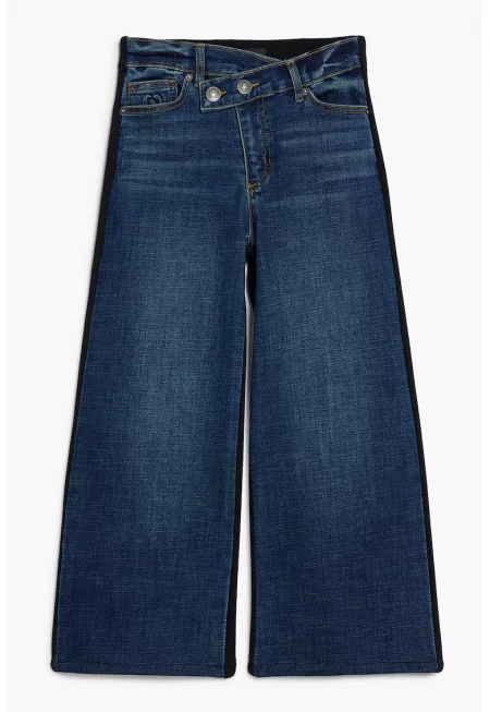 Дънки с широк крачол и захабен ефект - Черен/Тъмносин