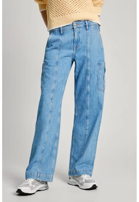 Дънки с висока талия - Светлосин