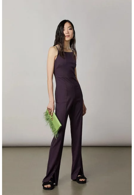 Елегантен гащеризон с вталена кройка - Лилав
