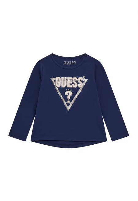 GUESS - Блуза с лого и овално деколте