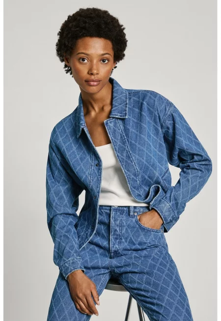 Карирано яке със стандартна кройка - Син