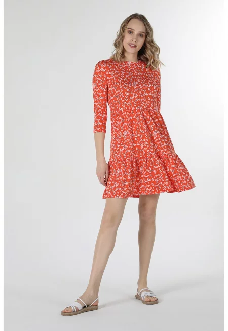 Къса разкроена рокля с флорална шарка