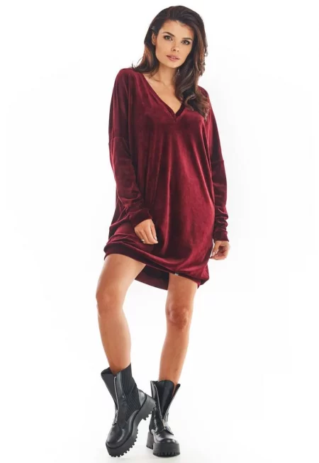 Къса рокля с дълъг ръкав - полиестер - ежедневна A378