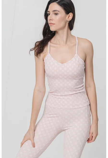 Клин с монограми - Пастелнорозов/Мръснобял