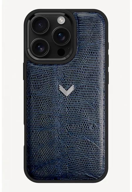 Кожен калъф за телефон iPhone 16 Pro Max - Тъмносин