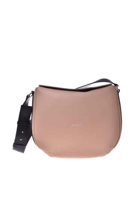 Кожена чанта през рамо с джоб с цип на гърба