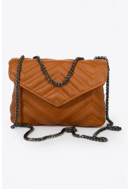 Кожена чанта с конвертируема презрамка с верижка