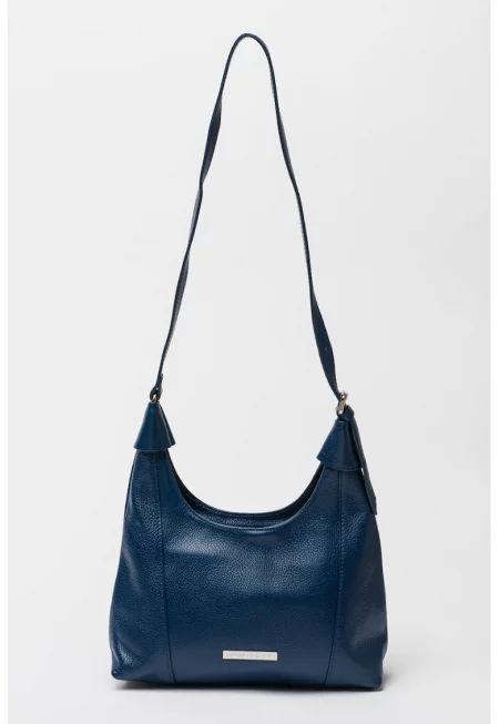 Кожена чанта за рамо - Тъмносин