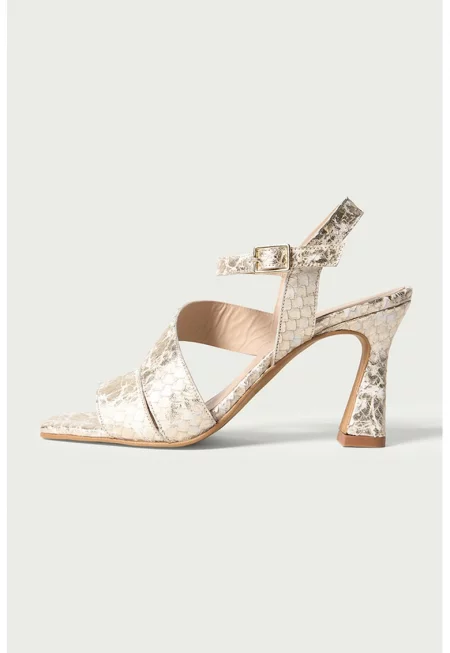 Кожени сандали Gloria с ток - Златист