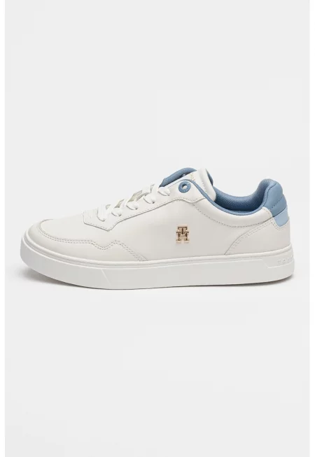 Кожени спортни обувки с лого - Лавандула/Бял