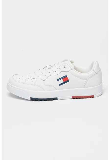 Кожени спортни обувки с нисък профил - Червен/Бял/Тъмносин