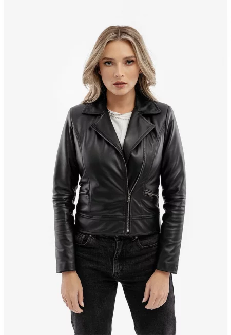 Кожено яке Alexa по тялото - Черен