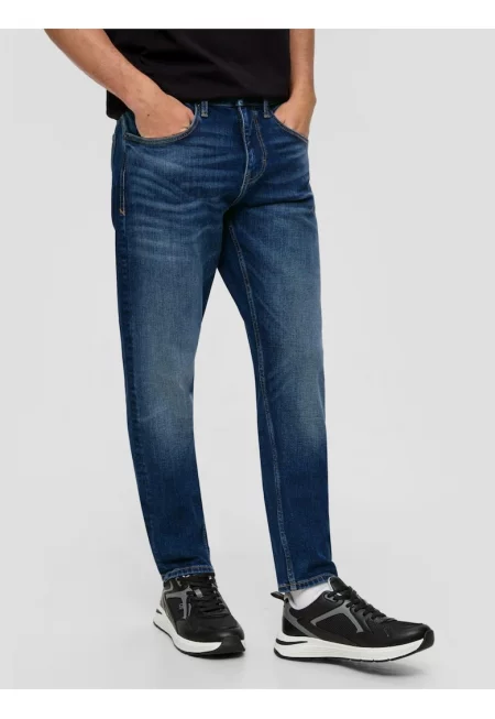 Мъжки дънки - Shawn - средна талия - Regular fit - Tapered крачоли -  от s.Oliver - тъмно синьо - Тъмносин