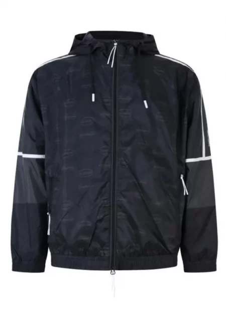 Мъжки суичър с цип  TRAIN GRAPHIC SERIES M HOODIE FZ MONOGRAM ALL OVER PL - полиестер - черен - Черен