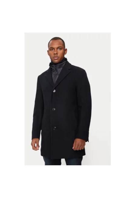 Мъжко палто -  304695490 - вълна/полиестер - синьо