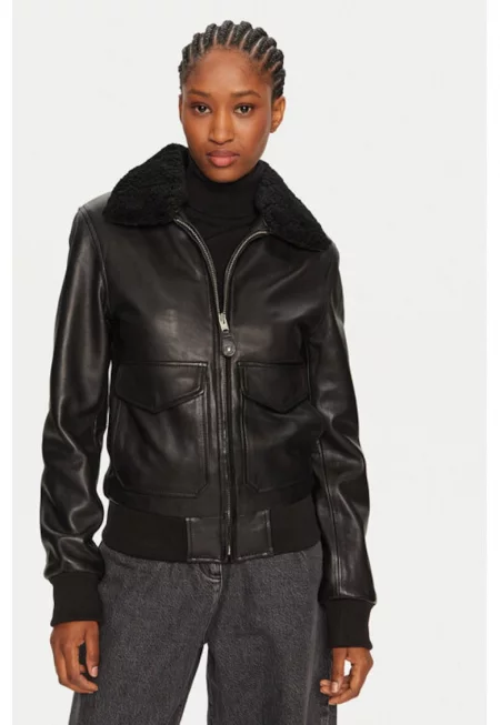 Мъжко яке -  304328350 - Естествена кожа - Черно - Черен