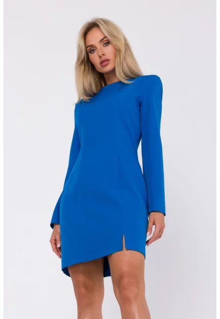 Мини рокля - оформящи шевове - Син