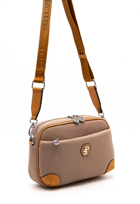 Мрежеста чанта crossbody - розов