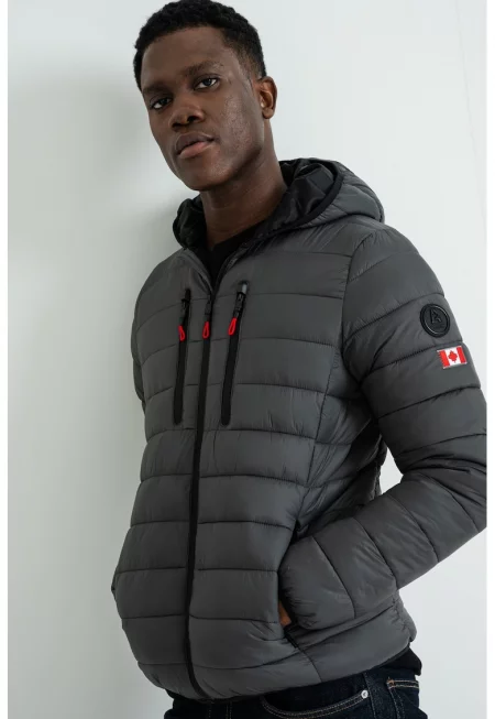 Олекотено яке Alaricana с качулка - Tъмносив