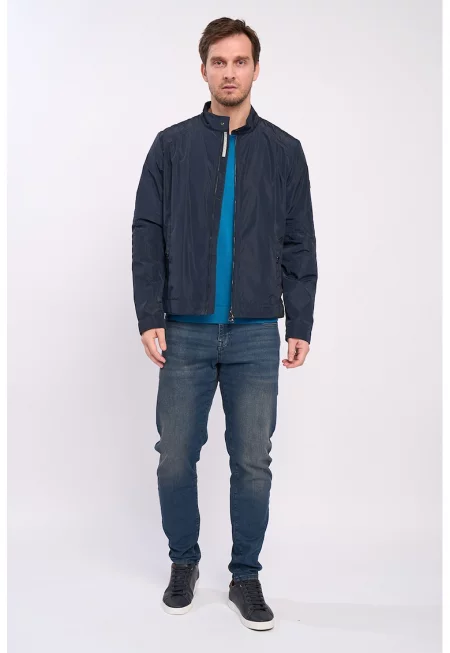 Олекотено яке с джобове с капси - Тъмносин