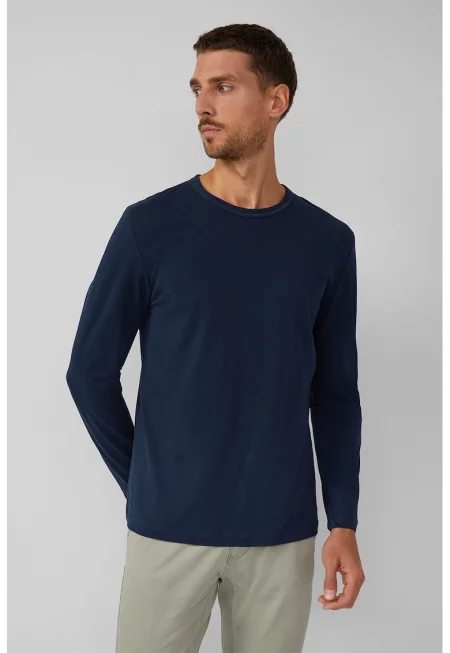 Памучна блуза с овално деколте