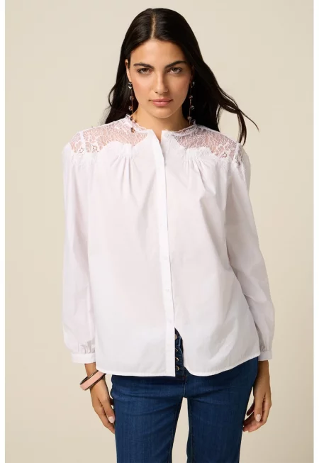 Памучна риза с дантела