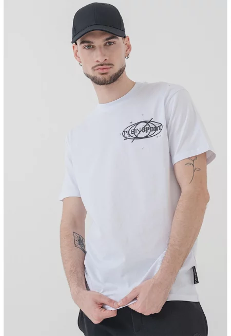 Памучна тениска с лого - Бял