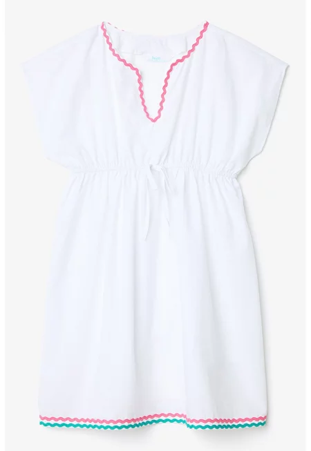 Плажна рокля с връзка - Бял