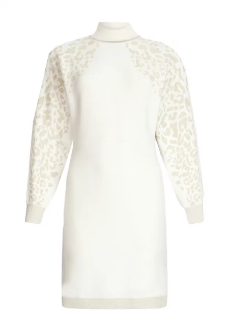 Плетена рокля - Бял/Златист